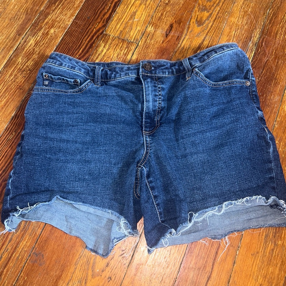 Seven7 Blue Jean Shorts with Frayed Hem size 12